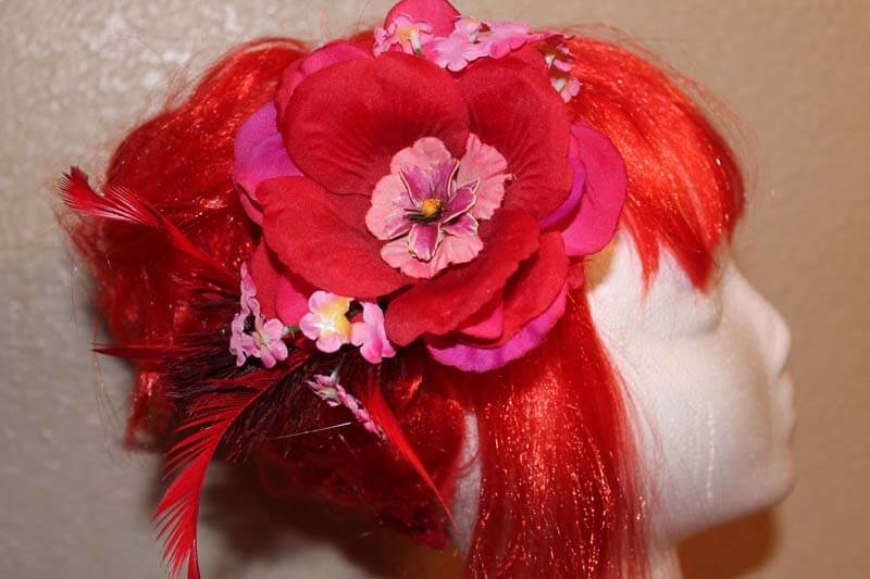 Large Red & Pink Hair Flower