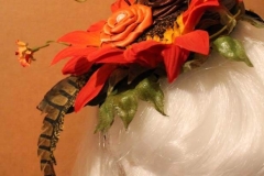 Orange Daisy Harvest Fascinator with Dragonfly & Ribbon Roses