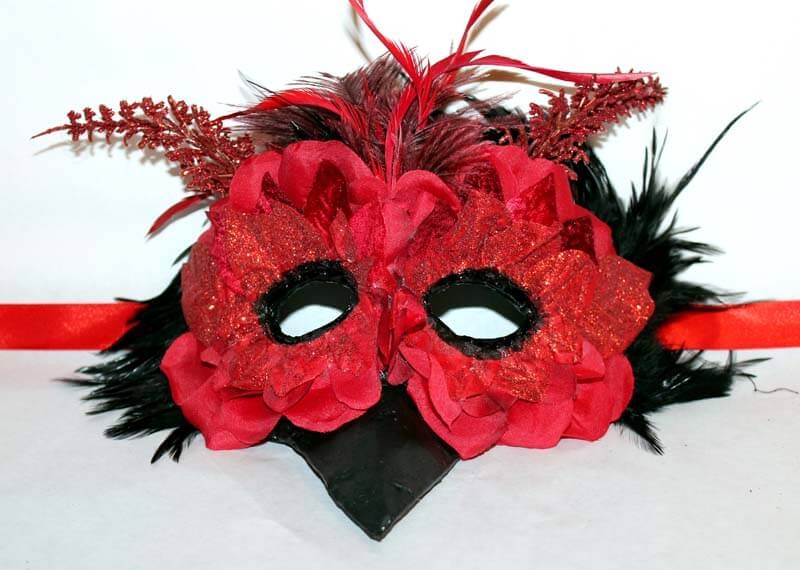 Red Velvet Petal Bird Mask