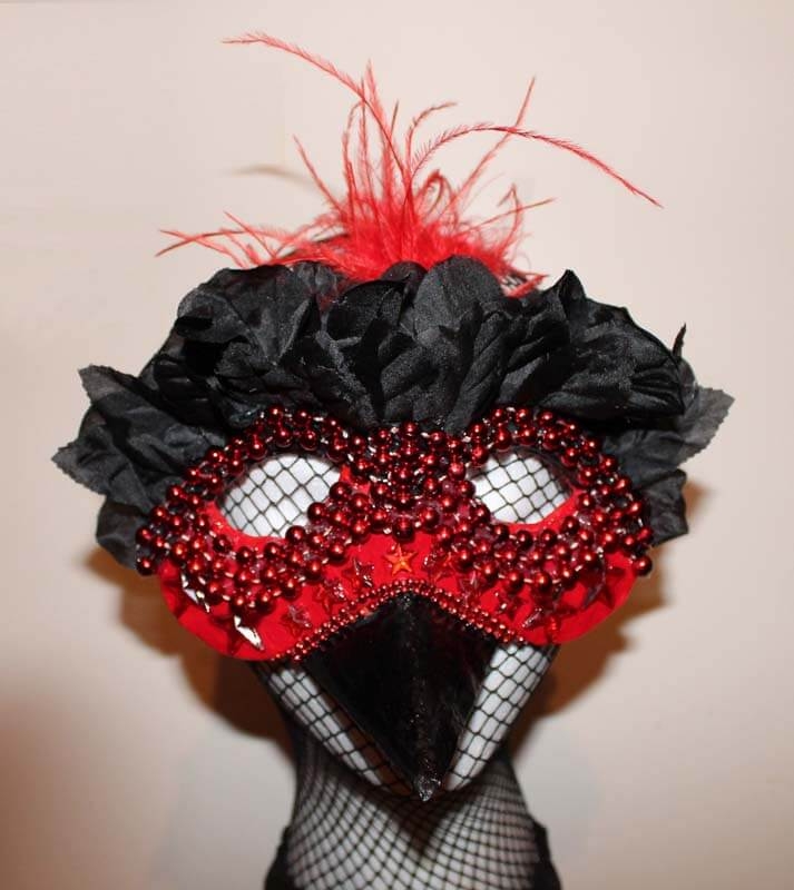 Red Bird Beaded Mask